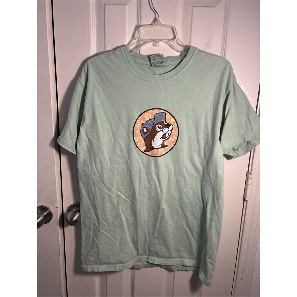 Buc-ee's Short Sleeve T-Shirt Adult M Bucees Happy Camper 100% Cotton Green - Picture 3 of 6